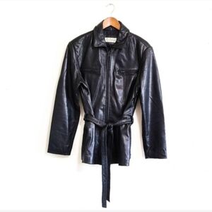 Jones New York Y2K Black Leather Trench Coat